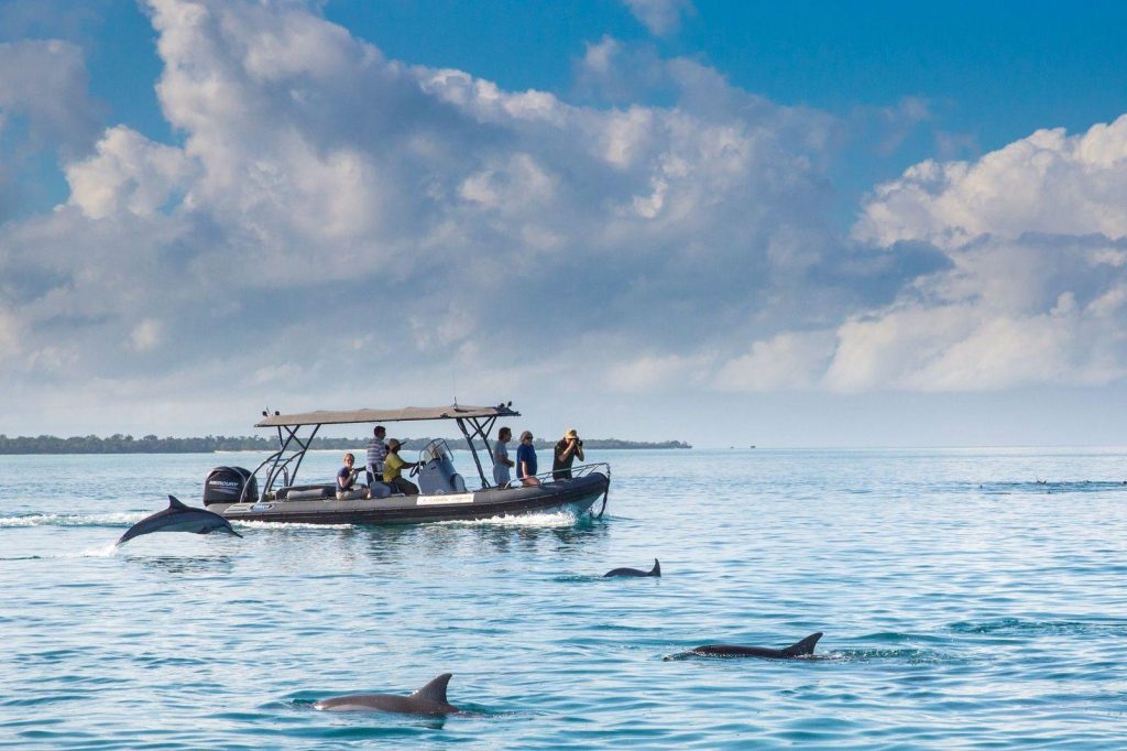 A boat trip at Pemba Island from guests on a safari and beach trip