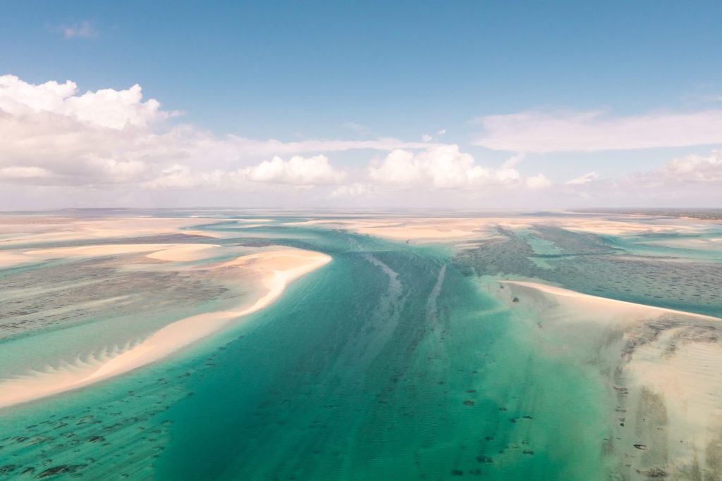A view over the Bazaruto archipelago from a helicopter